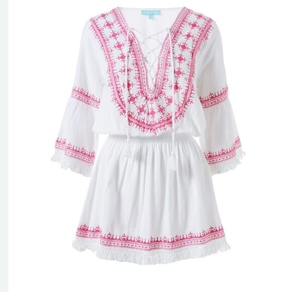 Melissa Odabash White and Pink Mini Dress M - Picture 2 of 10